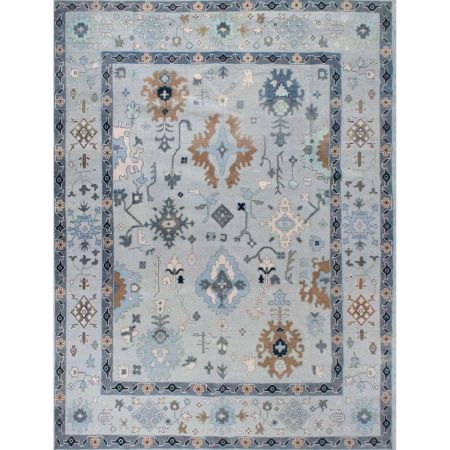 Geometric Handknotted Wool Rug